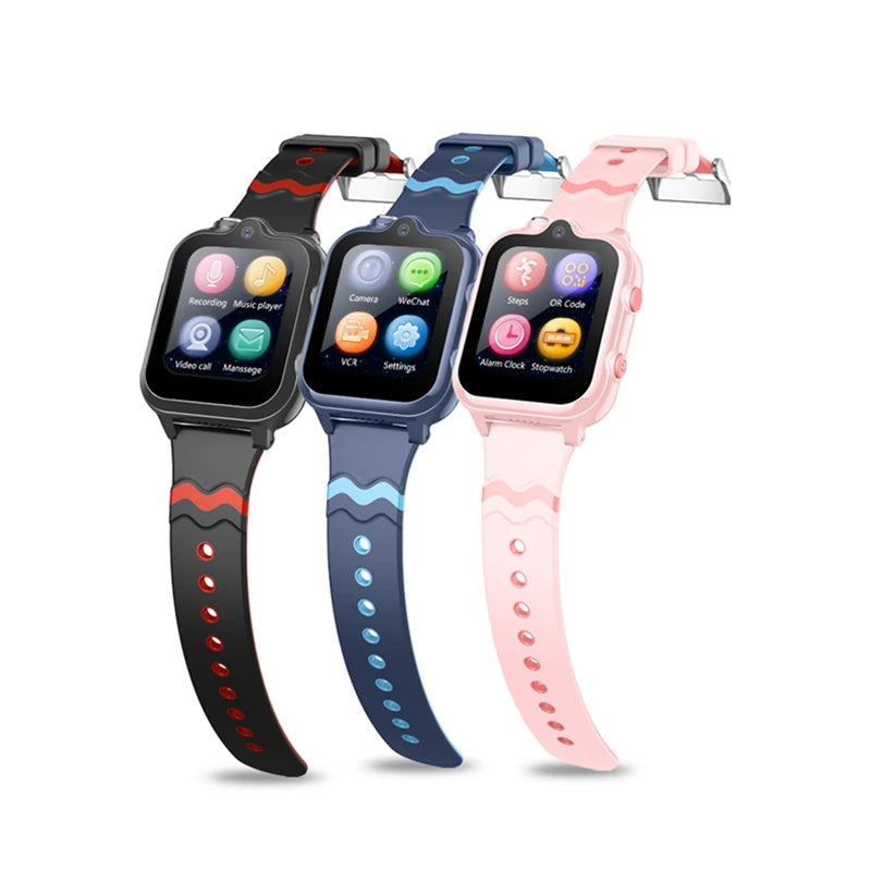 Wonlex KT18Pro kids' 4G smart watch with dual camera, GPS, SOS, and WhatsApp on Android 8.1, featuring a colorful display.