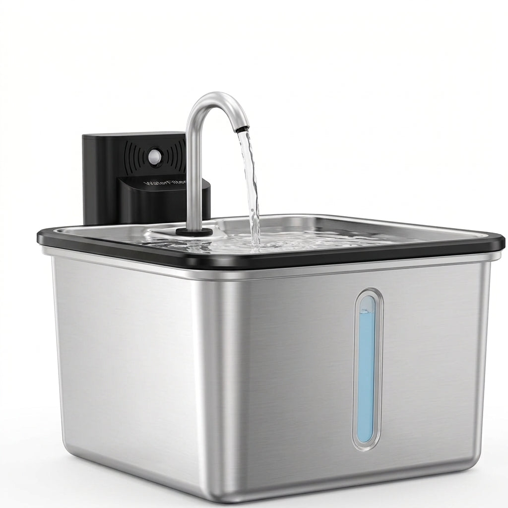 3.5L Stainless Steel Cordless Pet Water Dispenser, 4000mAh Battery, Water & Electric Separation, Quiet Faucet Fountain for Cats & Dogs