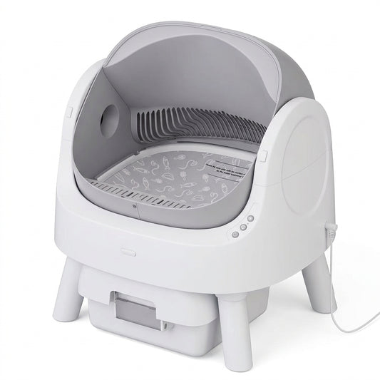 Open-Top Smart Self-Cleaning Cat Litter Box - Automatic & Safe Pet Litter Box for Multi-Cat Homes