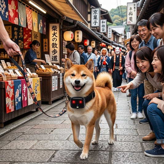 Lightweight waterproof I YAN GPS pet locator dog collar with real-time tracking on a dog.