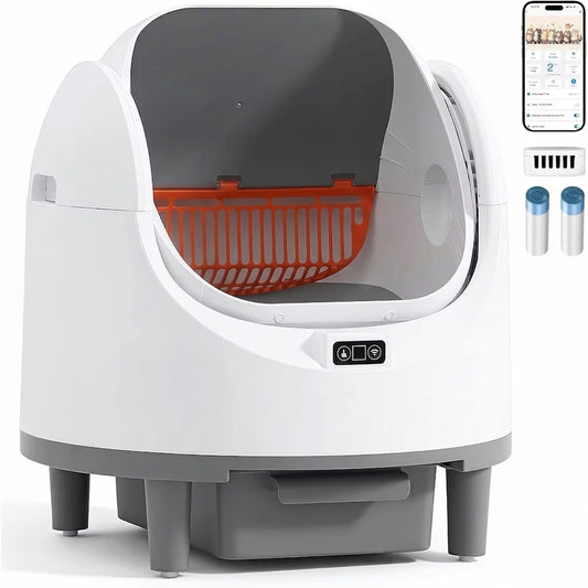 Smart App-Controlled Self-Cleaning Cat Litter Box - 80L Large Space & 10L Waste Bin with Advanced Infrared Safety Sensor for Multiple Cats