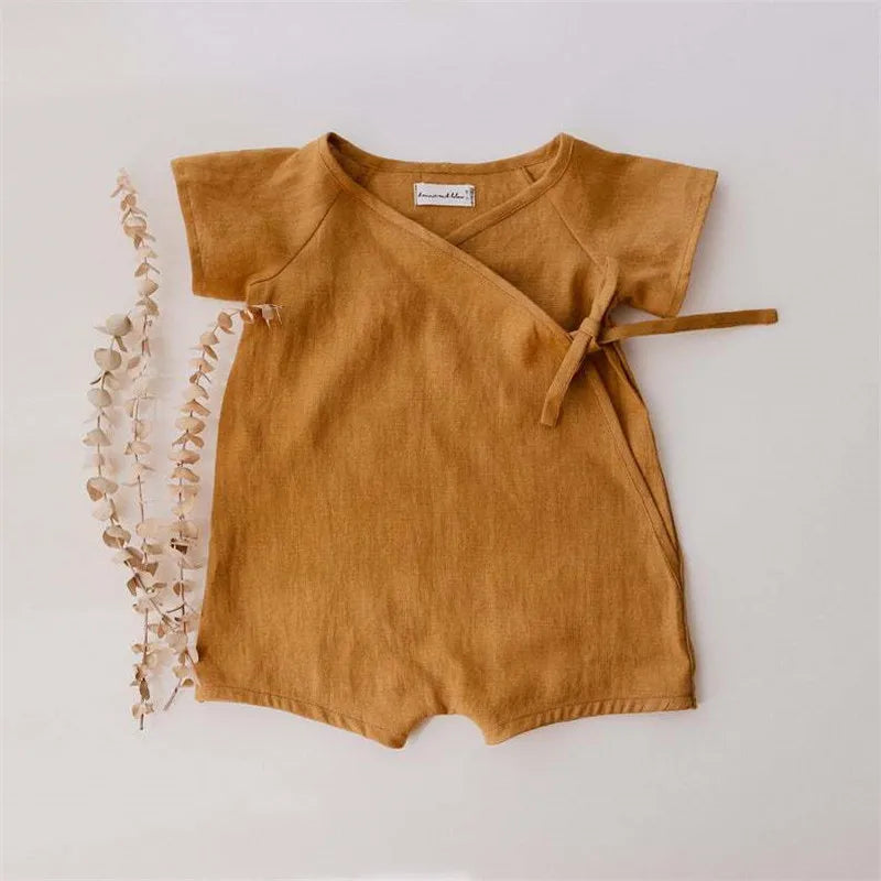 Baby Linen Cotton Romper – Summer Bodysuit for Newborns & Toddlers (0–24 Months) - I YAN