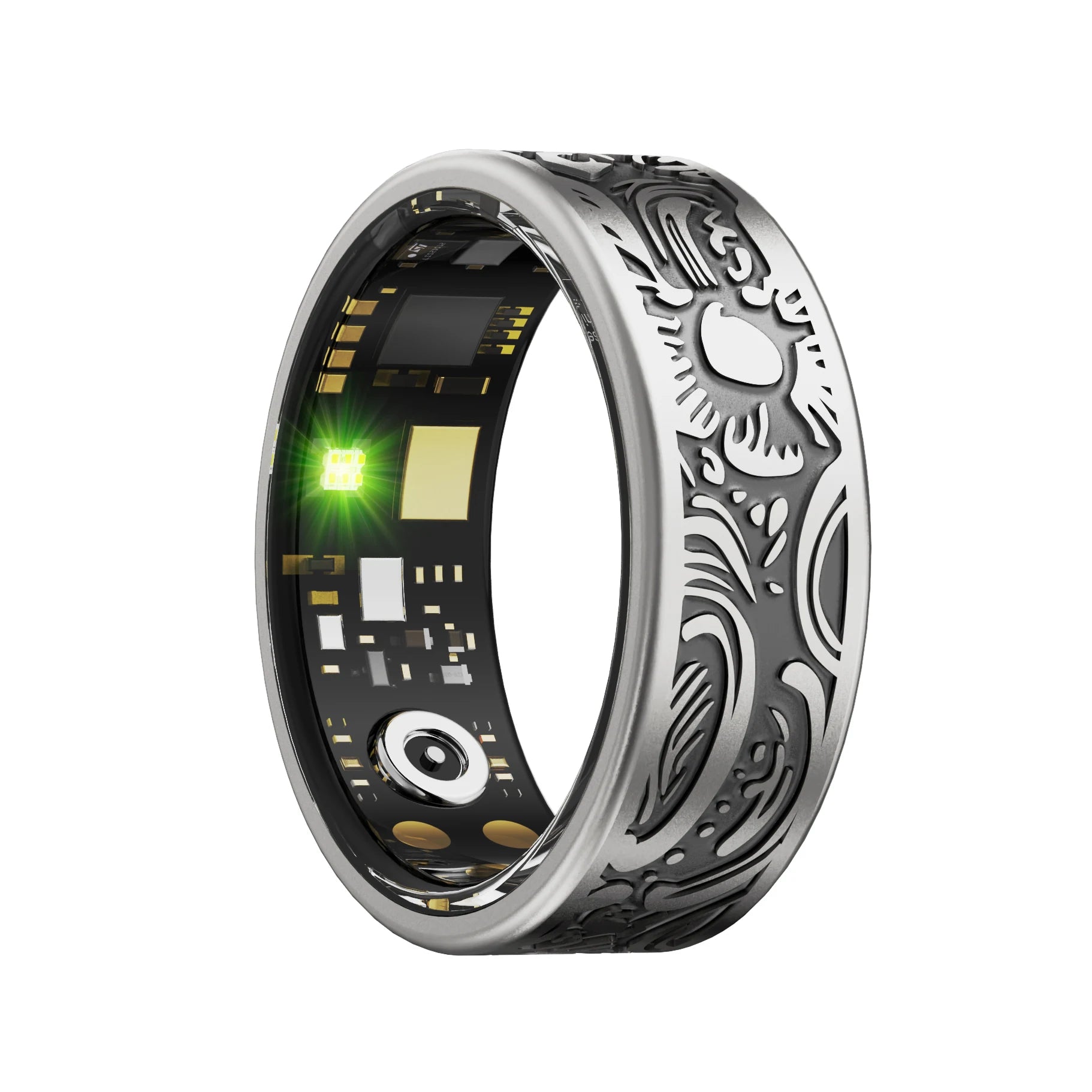 Waterproof Smart Ring 20mAh Battery Long Time Standby Gunmetal Retro Design Compatible Android IOS Health APP Fitness Tracker