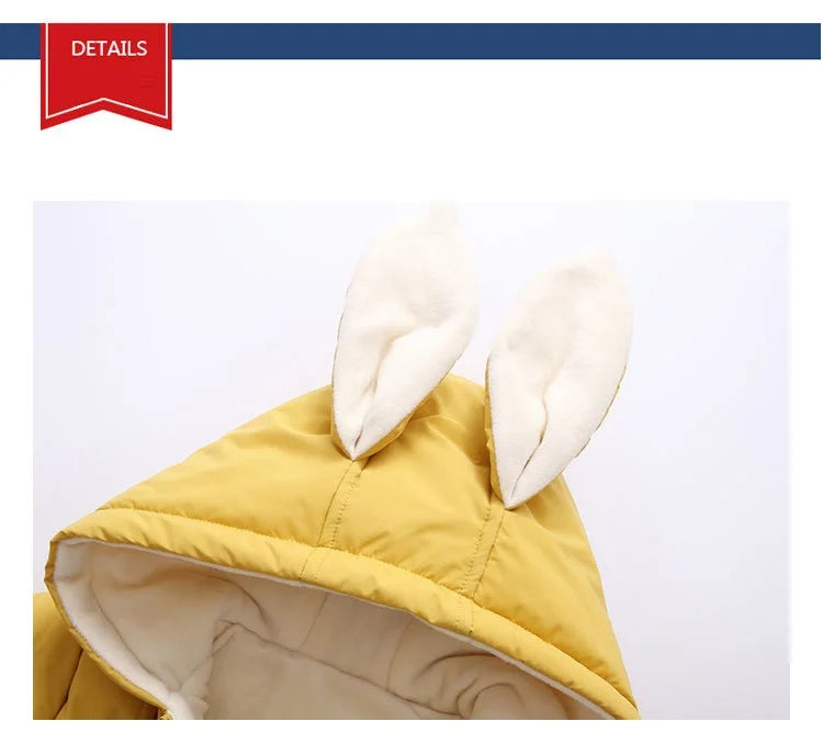 Winter Baby Romper Plus Velvet Warm Baby Girl Snowsuit Cartoon Rabbit Baby Boys Jumpsuit Toddler Girl Overalls