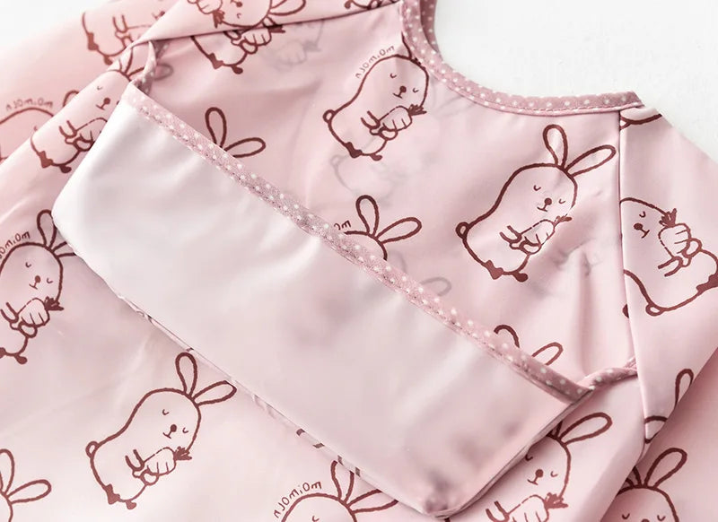 Baby Waterproof Bibs Long Sleeve Pocket Infant Cute Colorful Cartoon Printing Feeding Burp Cloths Baby Eating Accessories