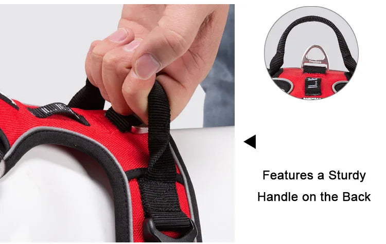 Reflective nylon dog harness by I YAN, adjustable no-pull vest for medium and large dogs, ideal for walking and running safety.