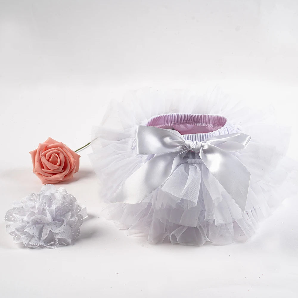 Baby Girls Tulle Tutu Bloomers Infant Newborn Diapers Cover 2pcs Short Skirts+Headband Set Girls Skirts Rainbow Baby Skirt