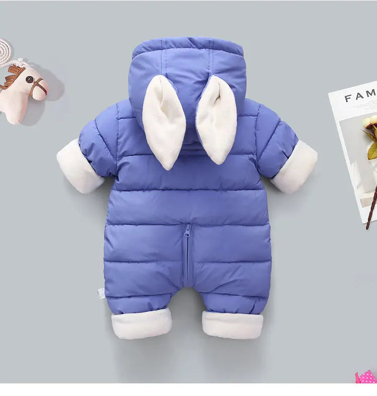 Winter Baby Romper Plus Velvet Warm Baby Girl Snowsuit Cartoon Rabbit Baby Boys Jumpsuit Toddler Girl Overalls