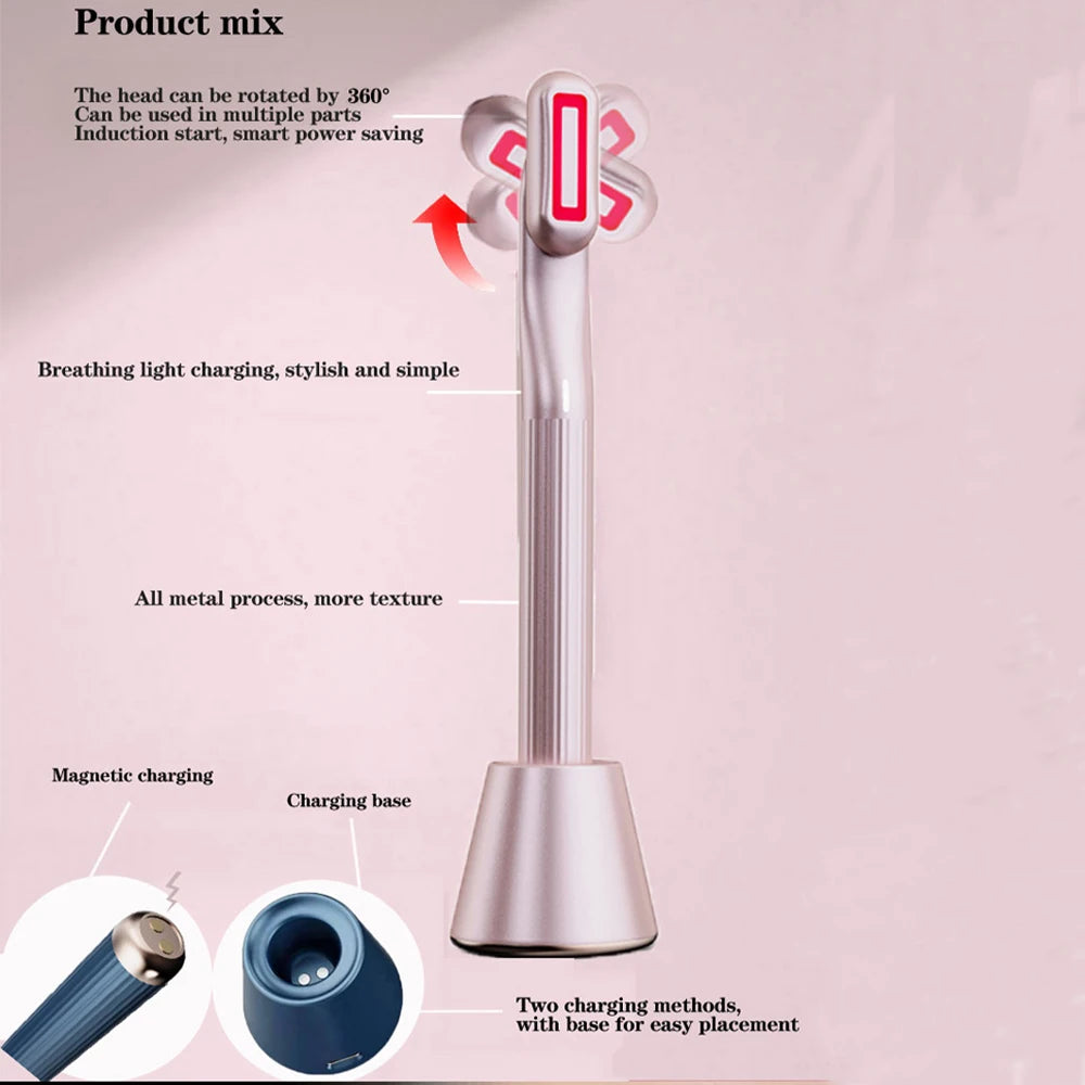 4in1 Eye Facial Massage  EMS Heating Red Light Therapy Vibration Lift Skin Rejuvenation  Eye Massager Magic Wand