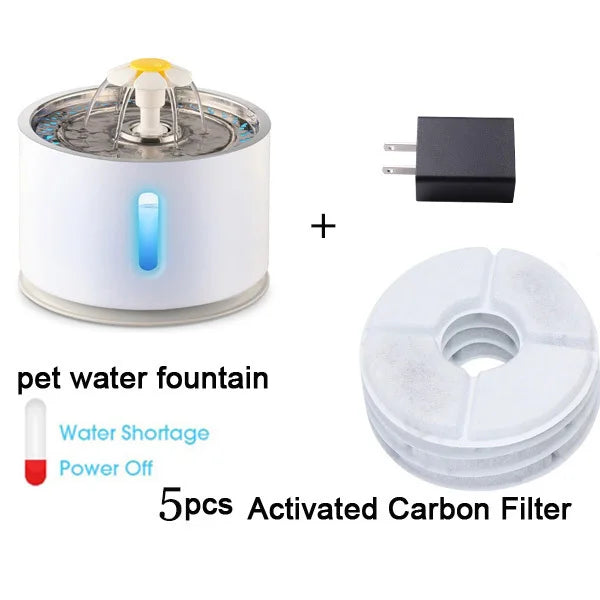 2.4L Automatic Cat Water Fountain Water level Window LED Electric Mute Water Feeder Dog Pet Drinker Bowl Pet Drinking Dispenser