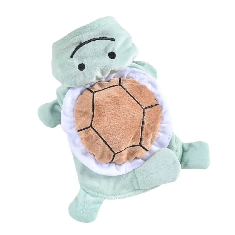 Green Happy Turtle Halloween Pet Dog Clothing For Small Puppy Cat Hood Two Legs Winter Warm Doggie Outfit Hoodie Apparel Jackets