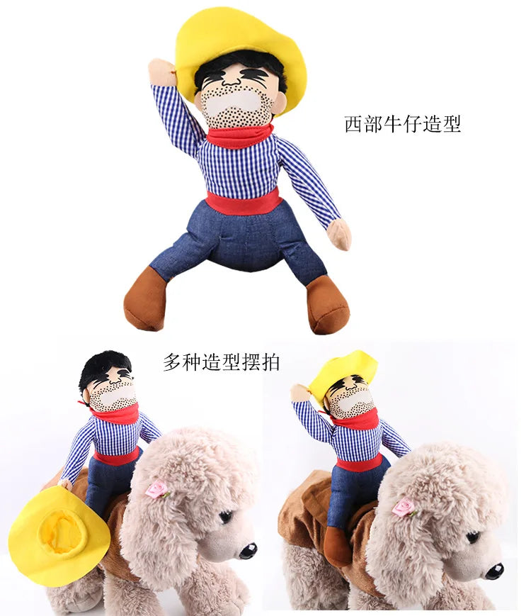 Pet Costume Dog Costume Pet Suit Cowboy Rider Style Dog Carrying Costume for Small Medium Large Dogs  Halloween Clothes
