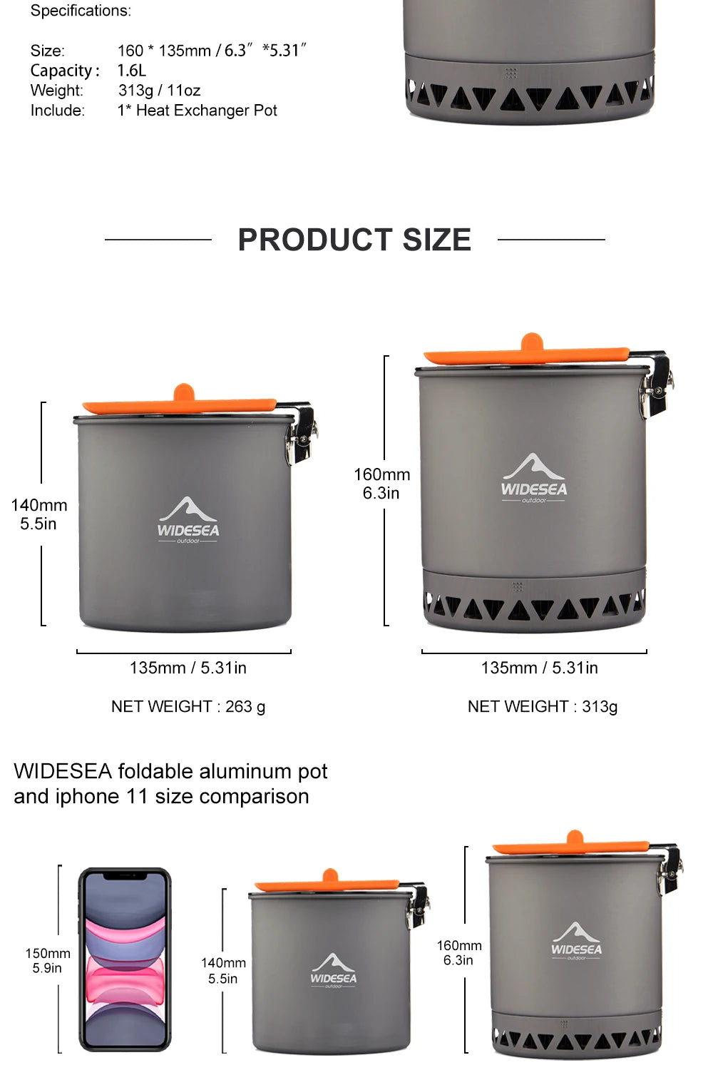 Tableware for Camping 1.6L Pot Tourist Dishes Tourism Hiking Picnic Cooking Supplies Equipment Cookware Trekking Bowler