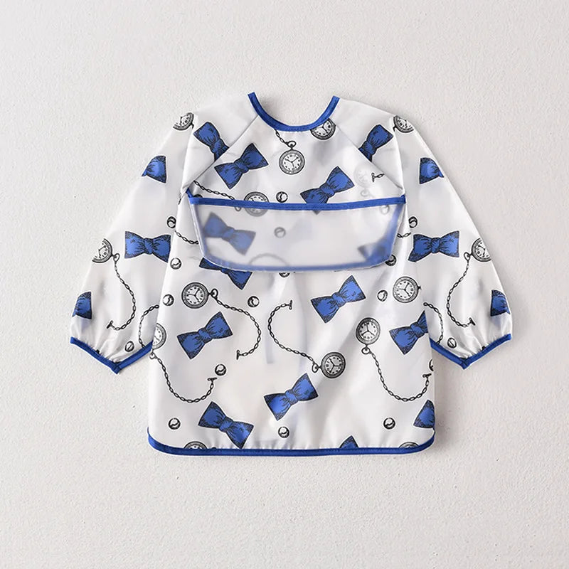 Baby Waterproof Bibs Long Sleeve Pocket Infant Cute Colorful Cartoon Printing Feeding Burp Cloths Baby Eating Accessories