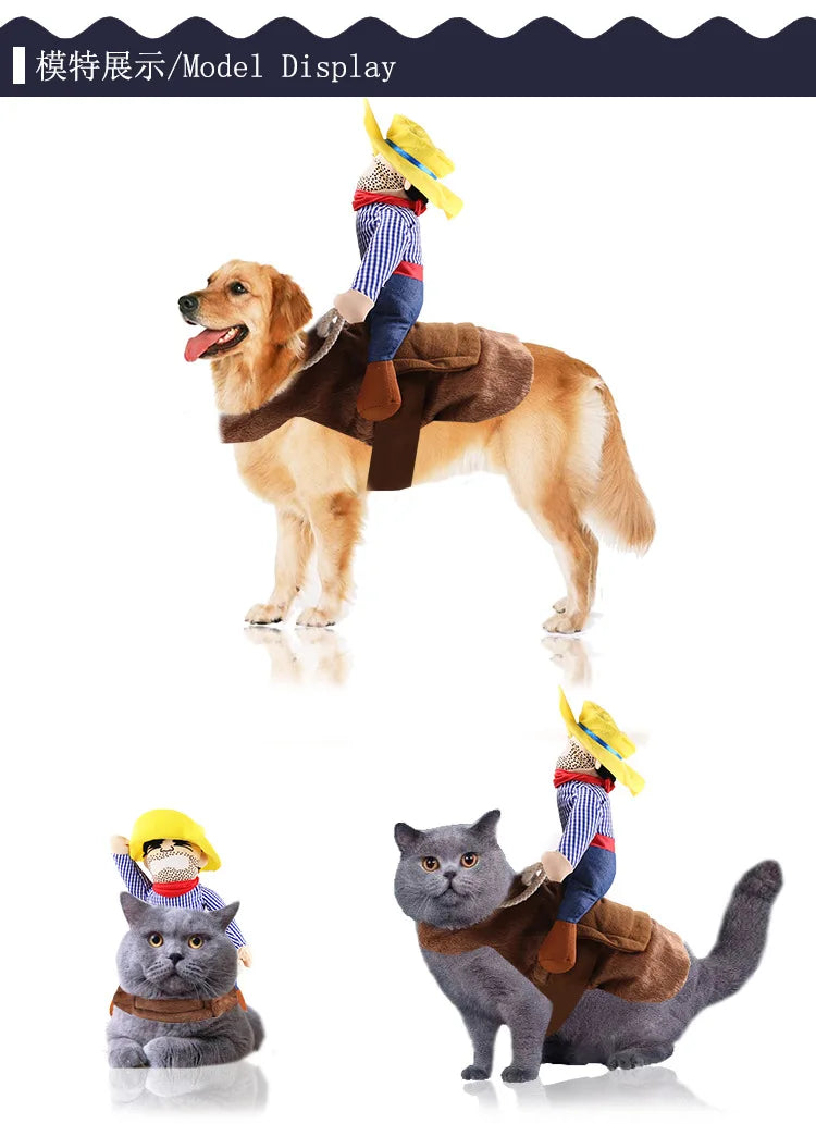 Pet Costume Dog Costume Pet Suit Cowboy Rider Style Dog Carrying Costume for Small Medium Large Dogs  Halloween Clothes