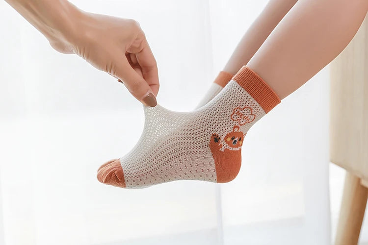 5Pairs/lot Summer Spring Baby Socks Cotton Animal Cartoon Cute Kids Socks Mesh Thin Lovely Colorful Socks