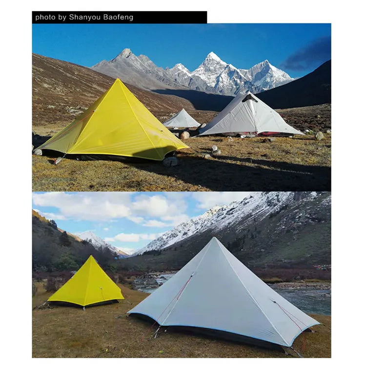 1 Person Oudoor Ultralight Camping Tent Single Man 3 Season Professional 15D Silnylon Rodless Tent