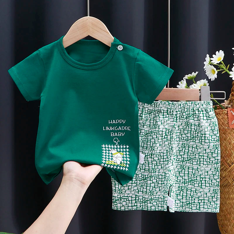 Kids Clothes Set Baby Boy/Girl T-Shirt + Shorts Summer Clothing Cotton Cartoon Casual Boys Tracksuit Children Baby Clothes Set - I YAN