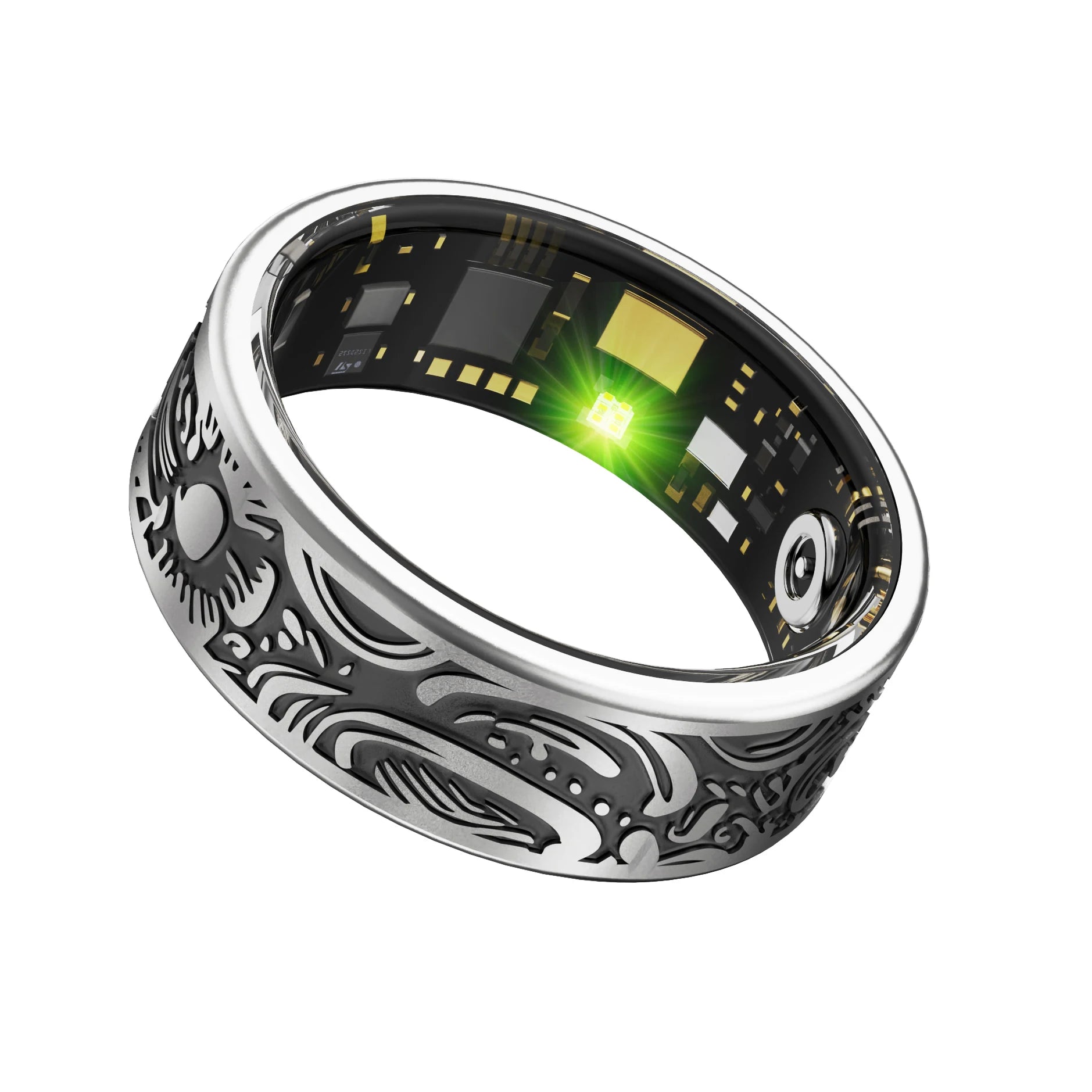 Waterproof Smart Ring 20mAh Battery Long Time Standby Gunmetal Retro Design Compatible Android IOS Health APP Fitness Tracker