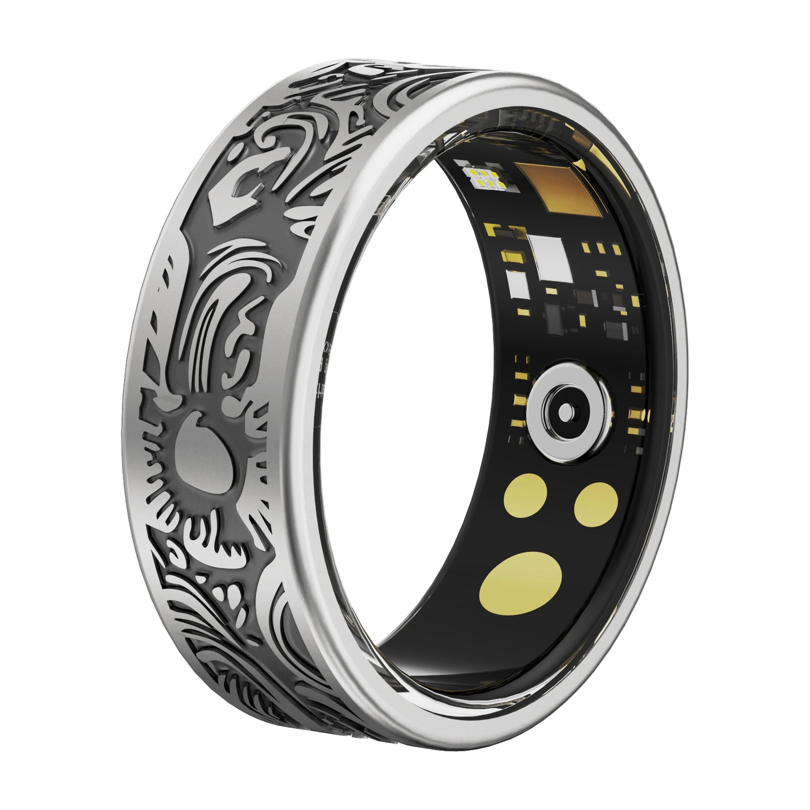 Waterproof Smart Ring 20mAh Battery Long Time Standby Gunmetal Retro Design Compatible Android IOS Health APP Fitness Tracker