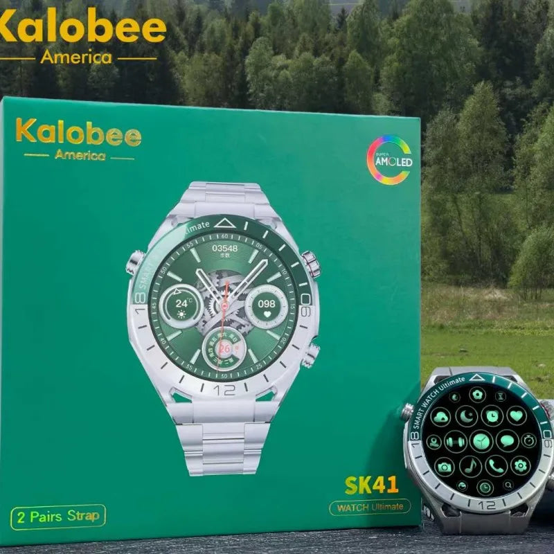 I YAN SK41 smart watch with 1.53-inch round screen, waterproof design, heart rate monitor, and voice assistant for men.