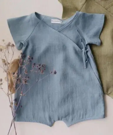 Baby Linen Cotton Romper – Summer Bodysuit for Newborns & Toddlers (0–24 Months) - I YAN