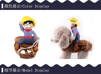 Pet Costume Dog Costume Pet Suit Cowboy Rider Style Dog Carrying Costume for Small Medium Large Dogs  Halloween Clothes