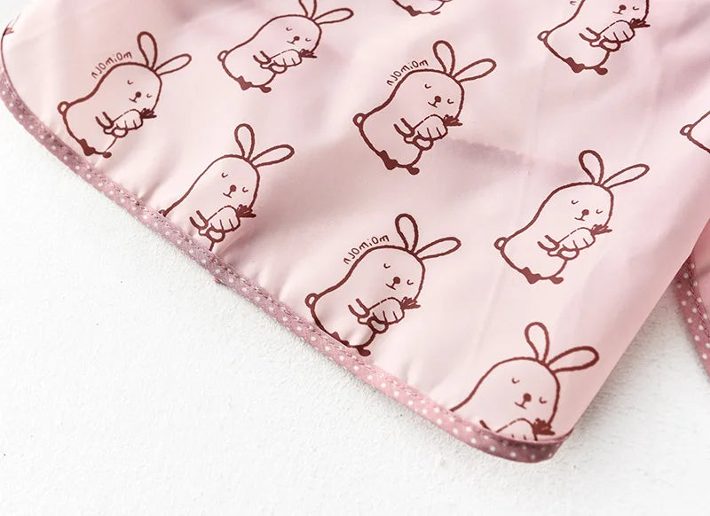 Baby Waterproof Bibs Long Sleeve Pocket Infant Cute Colorful Cartoon Printing Feeding Burp Cloths Baby Eating Accessories