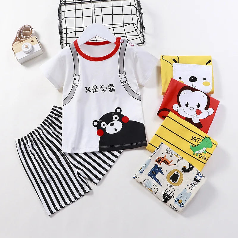 Kids Clothes Set Baby Boy/Girl T-Shirt + Shorts Summer Clothing Cotton Cartoon Casual Boys Tracksuit Children Baby Clothes Set - I YAN