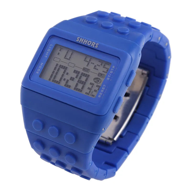 Kids Digital LED Watch Constructor Building Blocks Design – Colorful Sports Wristwatch Christmas New Year Gift - I YAN