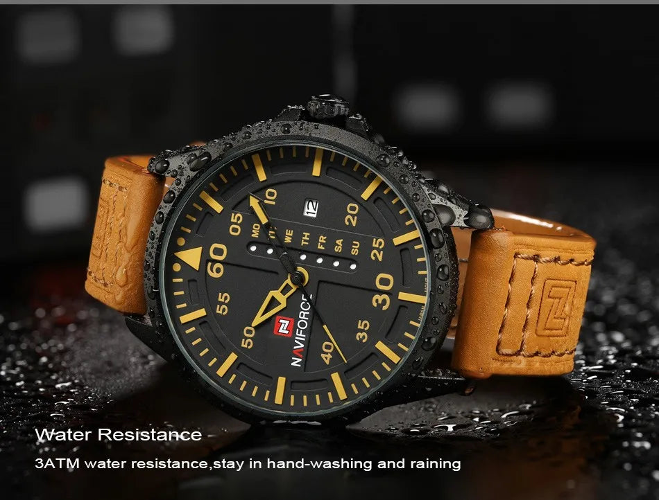 NAVIFORCE Luxury Brand Date Japan Movt Square Men Quartz Casual Watch Army Military Sports Watch Men Watches Male Leather Clock