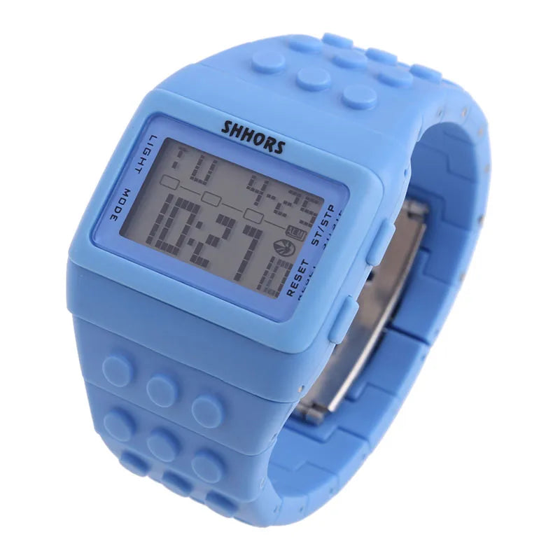 Kids Digital LED Watch Constructor Building Blocks Design – Colorful Sports Wristwatch Christmas New Year Gift - I YAN