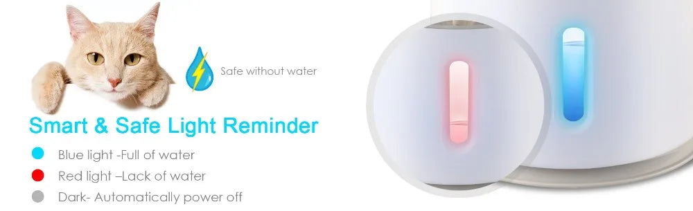 2.4L Automatic Cat Water Fountain Water level Window LED Electric Mute Water Feeder Dog Pet Drinker Bowl Pet Drinking Dispenser
