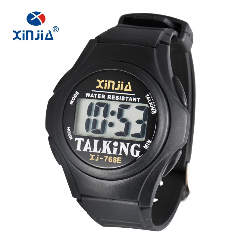 XINJIA New Talking Watch For Blind Men Women Casual Sport Digital Elderly Visially Impaired  Italian Arabic Russian Korean Time - I YAN