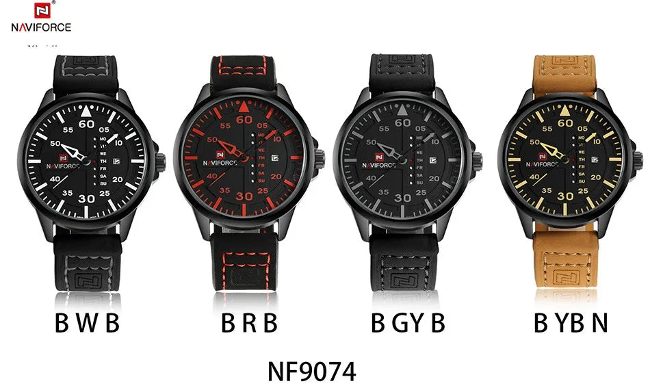 NAVIFORCE Luxury Brand Date Japan Movt Square Men Quartz Casual Watch Army Military Sports Watch Men Watches Male Leather Clock