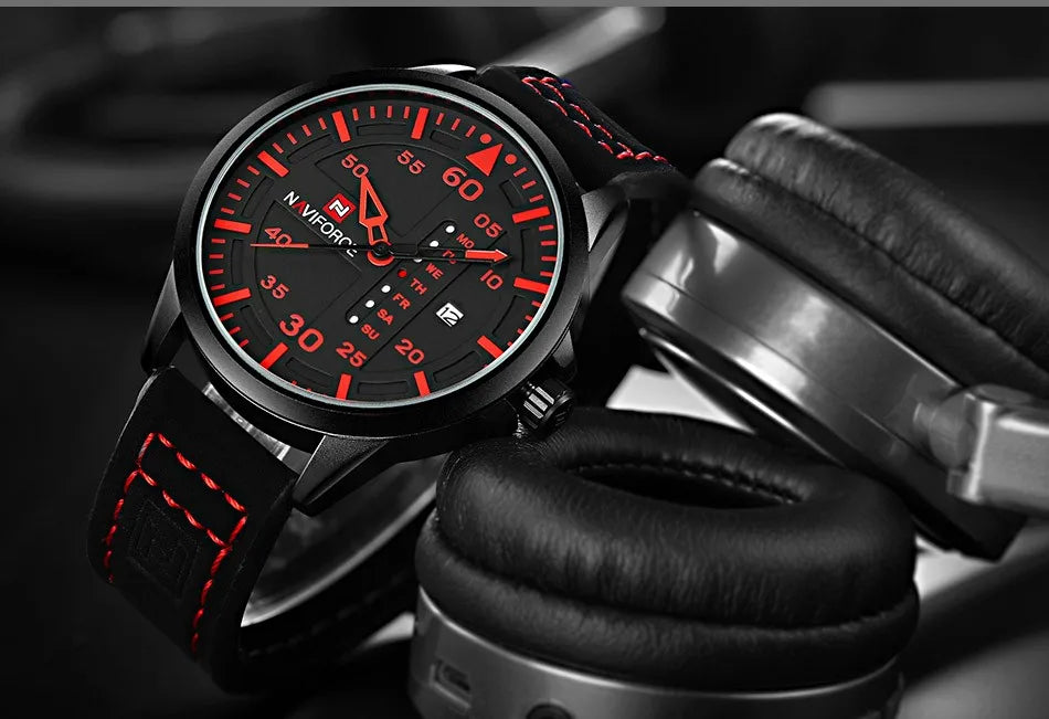 NAVIFORCE Luxury Brand Date Japan Movt Square Men Quartz Casual Watch Army Military Sports Watch Men Watches Male Leather Clock