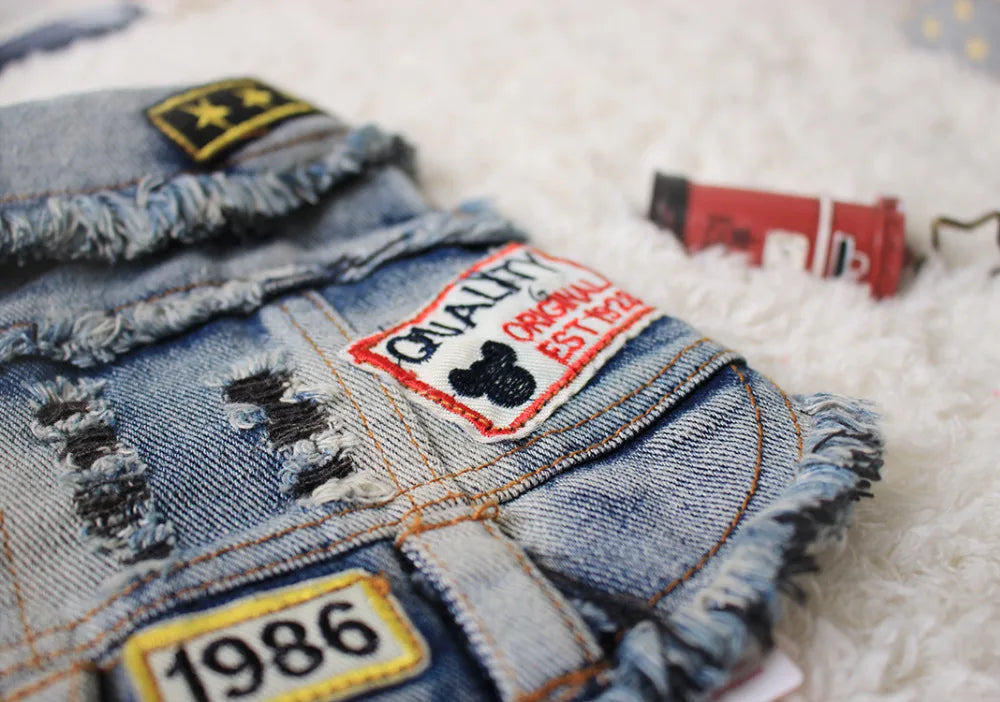 Vintage Washed Denim Jacket for Pets, Lapel Vests, Cool Blue Coat, Small and Medium Puppy Clothes, Classic Hoodie