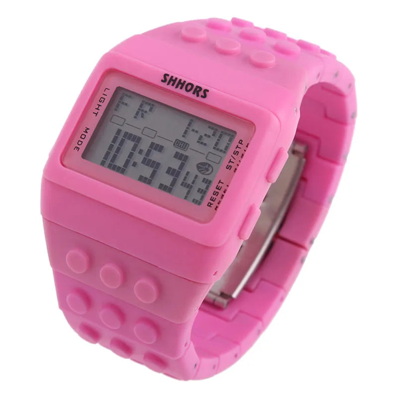 Children's Digital LED Constructor Blocks Watch – Colorful Unisex Sport Wristwatch Gift for Kids - I YAN
