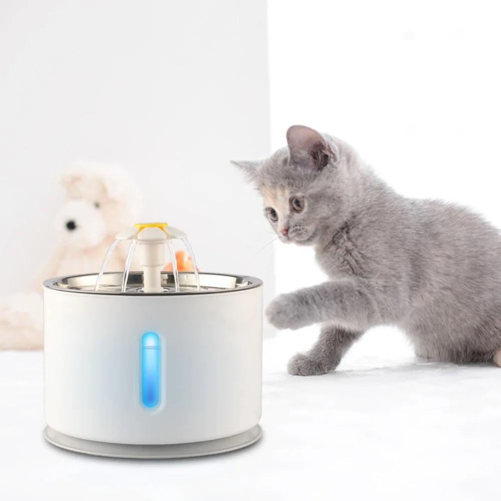 2.4L Automatic Cat Water Fountain Water level Window LED Electric Mute Water Feeder Dog Pet Drinker Bowl Pet Drinking Dispenser