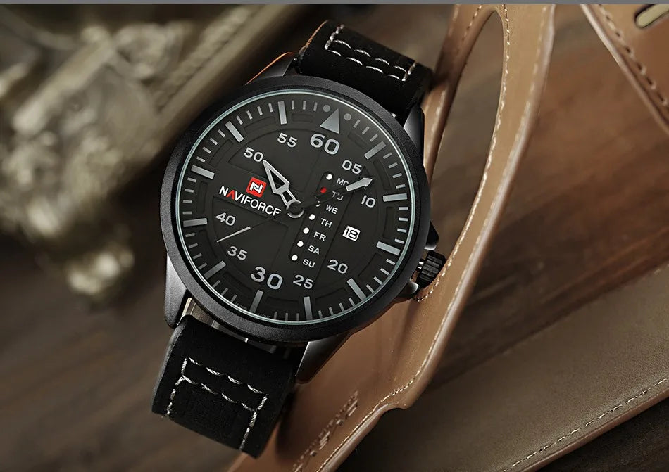 NAVIFORCE Luxury Brand Date Japan Movt Square Men Quartz Casual Watch Army Military Sports Watch Men Watches Male Leather Clock