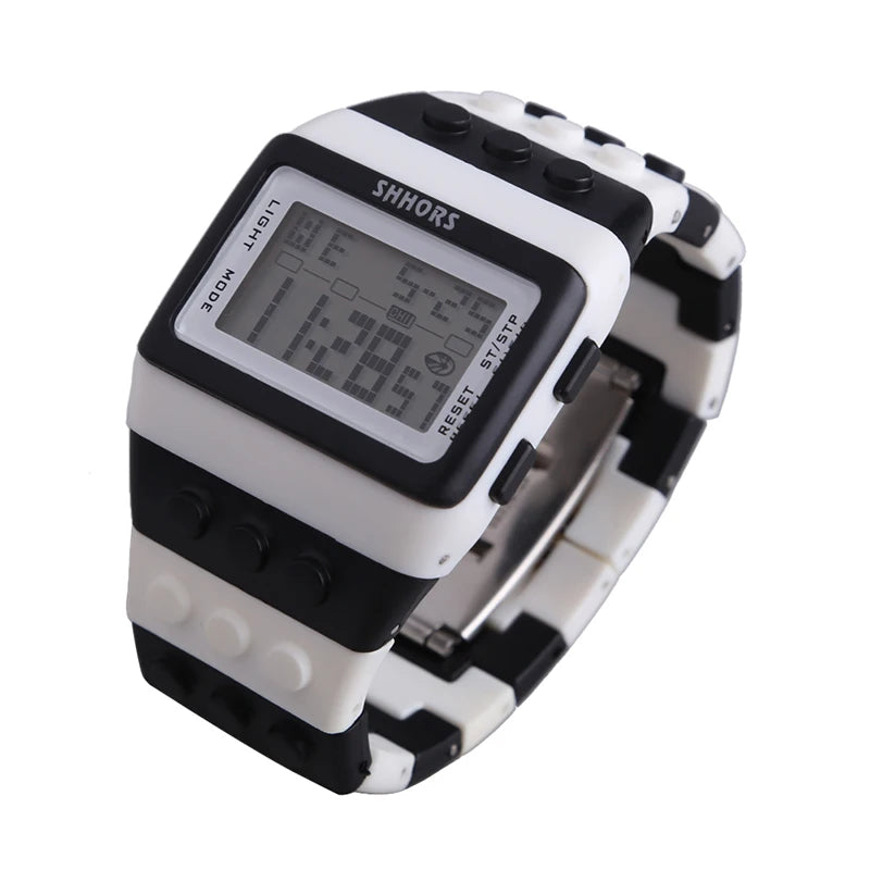 Kids Digital LED Watch Constructor Building Blocks Design – Colorful Sports Wristwatch Christmas New Year Gift - I YAN