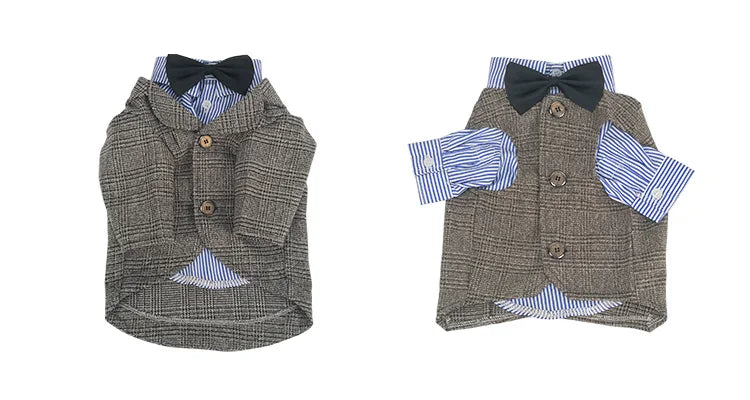 WANGUPET Sack Suit Woollen Coat and Vest Dog Clothes Wedding Party Suits For Small Dogs and Cat Pet Clothes Dog Coat Pet Costume