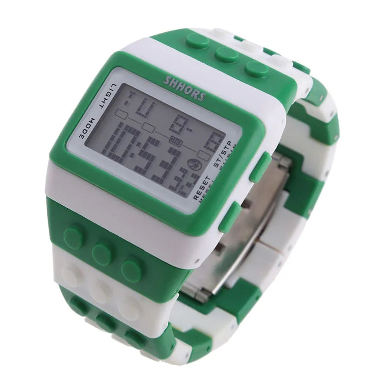 Kids Digital LED Watch Constructor Building Blocks Design – Colorful Sports Wristwatch Christmas New Year Gift - I YAN