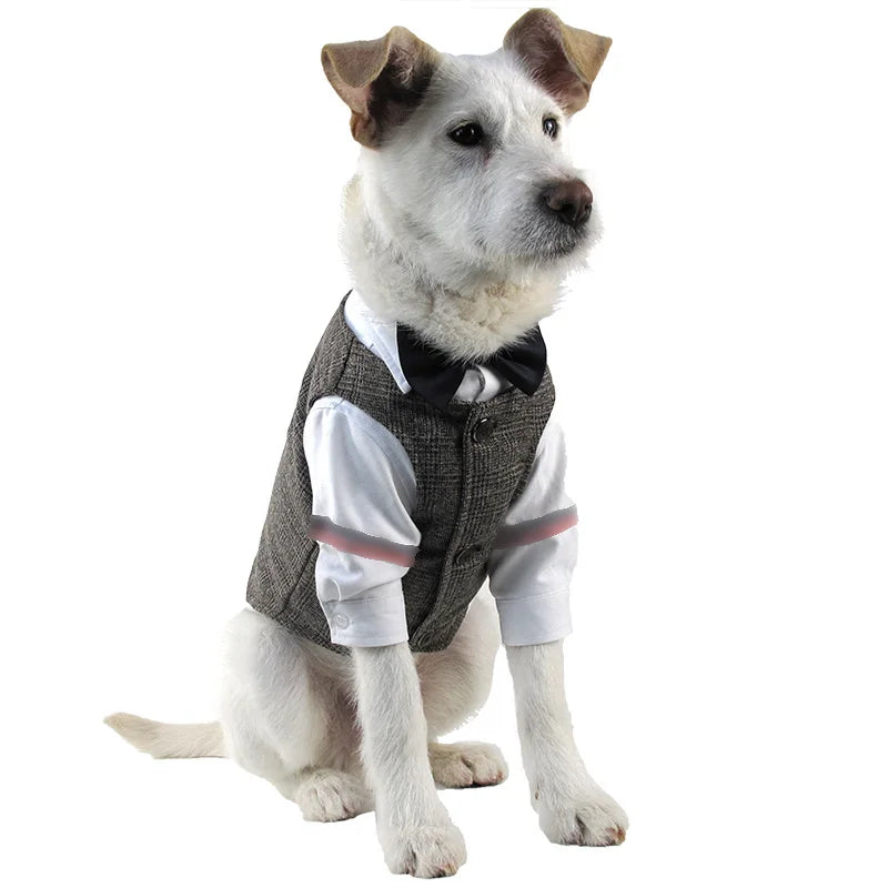 WANGUPET Sack Suit Woollen Coat and Vest Dog Clothes Wedding Party Suits For Small Dogs and Cat Pet Clothes Dog Coat Pet Costume