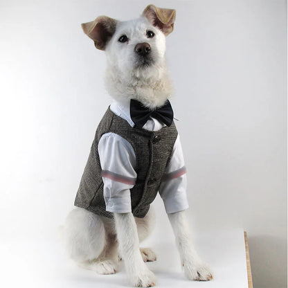 WANGUPET Sack Suit Woollen Coat and Vest Dog Clothes Wedding Party Suits For Small Dogs and Cat Pet Clothes Dog Coat Pet Costume