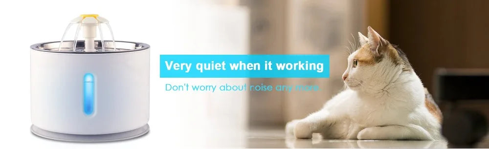 2.4L Automatic Cat Water Fountain Water level Window LED Electric Mute Water Feeder Dog Pet Drinker Bowl Pet Drinking Dispenser