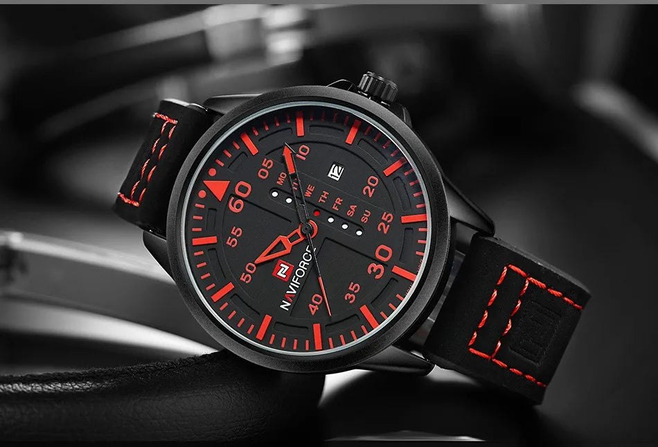 NAVIFORCE Luxury Brand Date Japan Movt Square Men Quartz Casual Watch Army Military Sports Watch Men Watches Male Leather Clock