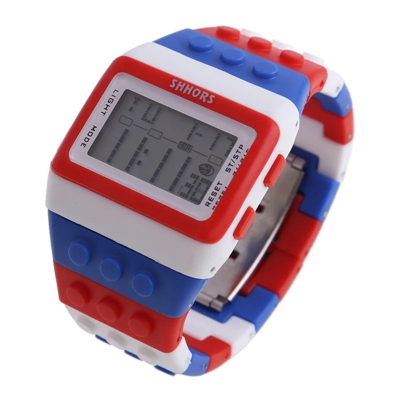 Children's Digital LED Constructor Blocks Watch – Colorful Unisex Sport Wristwatch Gift for Kids - I YAN