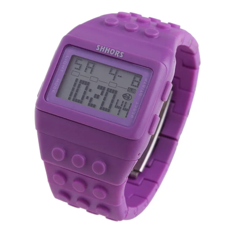 Children's Digital LED Constructor Blocks Watch – Colorful Unisex Sport Wristwatch Gift for Kids - I YAN