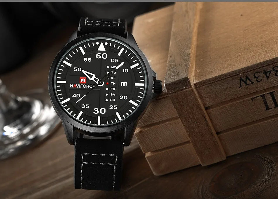 NAVIFORCE Luxury Brand Date Japan Movt Square Men Quartz Casual Watch Army Military Sports Watch Men Watches Male Leather Clock